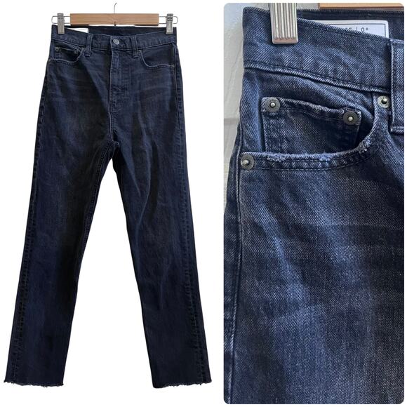 Gap Black Rinse Cheeky Straight Sky High Raw Hem Jean Size 25/0R - Picture 1 of 10